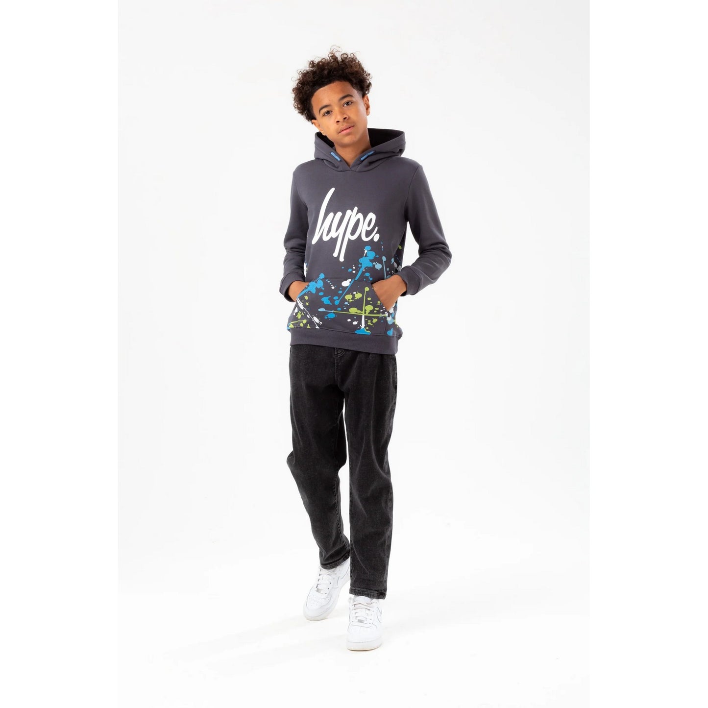 Grey - Side - Hype Boys Splat Script Hoodie