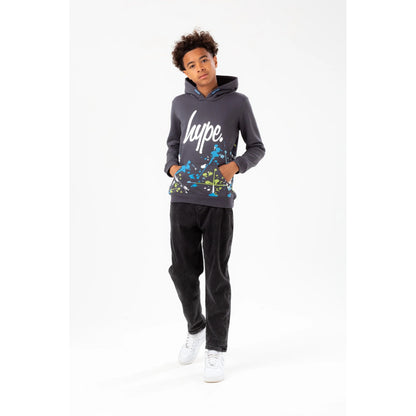 Grey - Side - Hype Boys Splat Script Hoodie