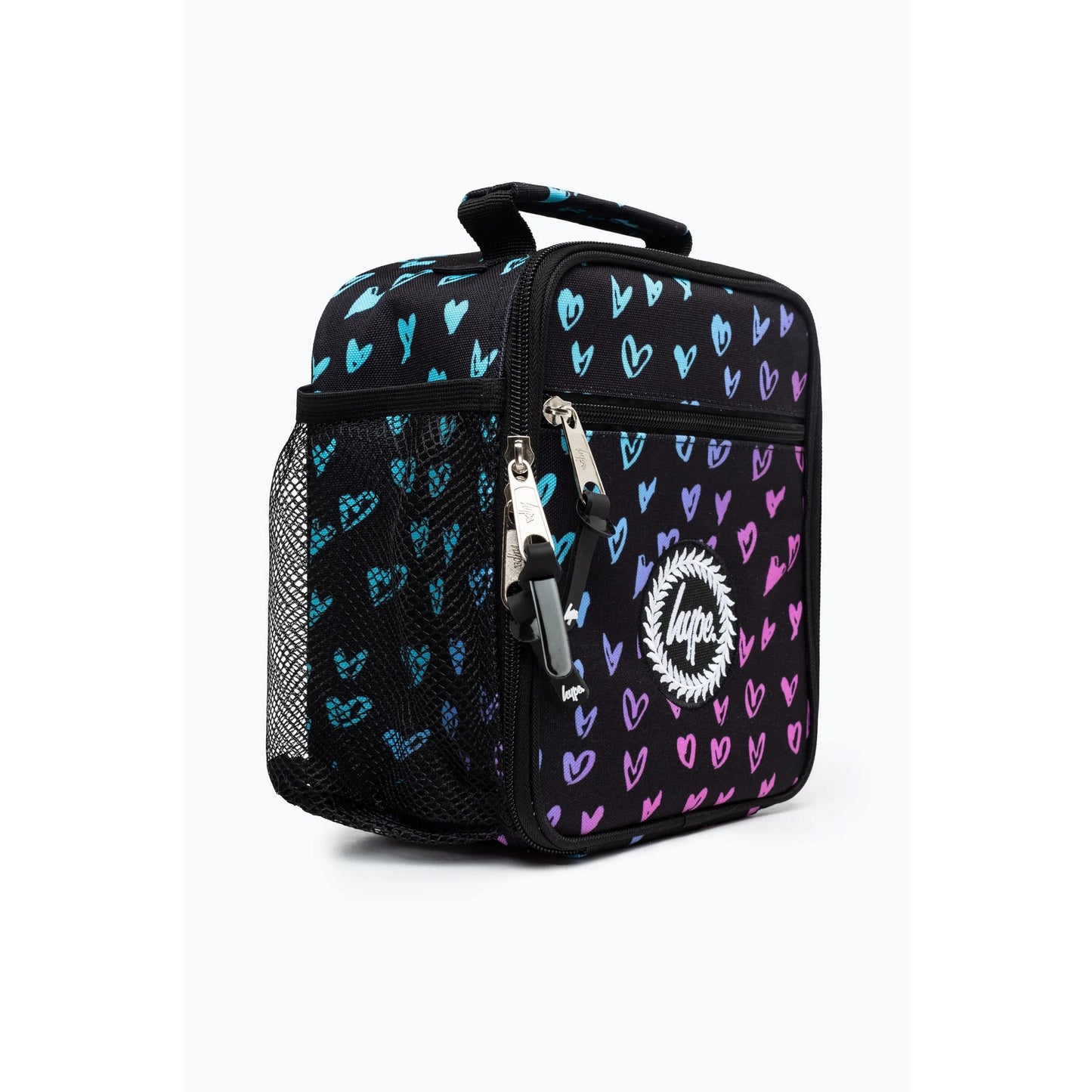Pink - Side - Hype Scribble Heart Crest Lunch Bag