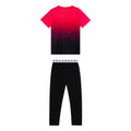 Pink-Black - Back - Hype Girls Script Fade T-Shirt And Leggings Set