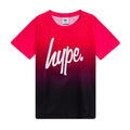 Pink-Black - Side - Hype Girls Script Fade T-Shirt And Leggings Set