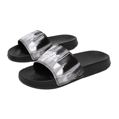 Black-White - Side - Hype Childrens-Kids Gradient Drips Mini Script Sliders