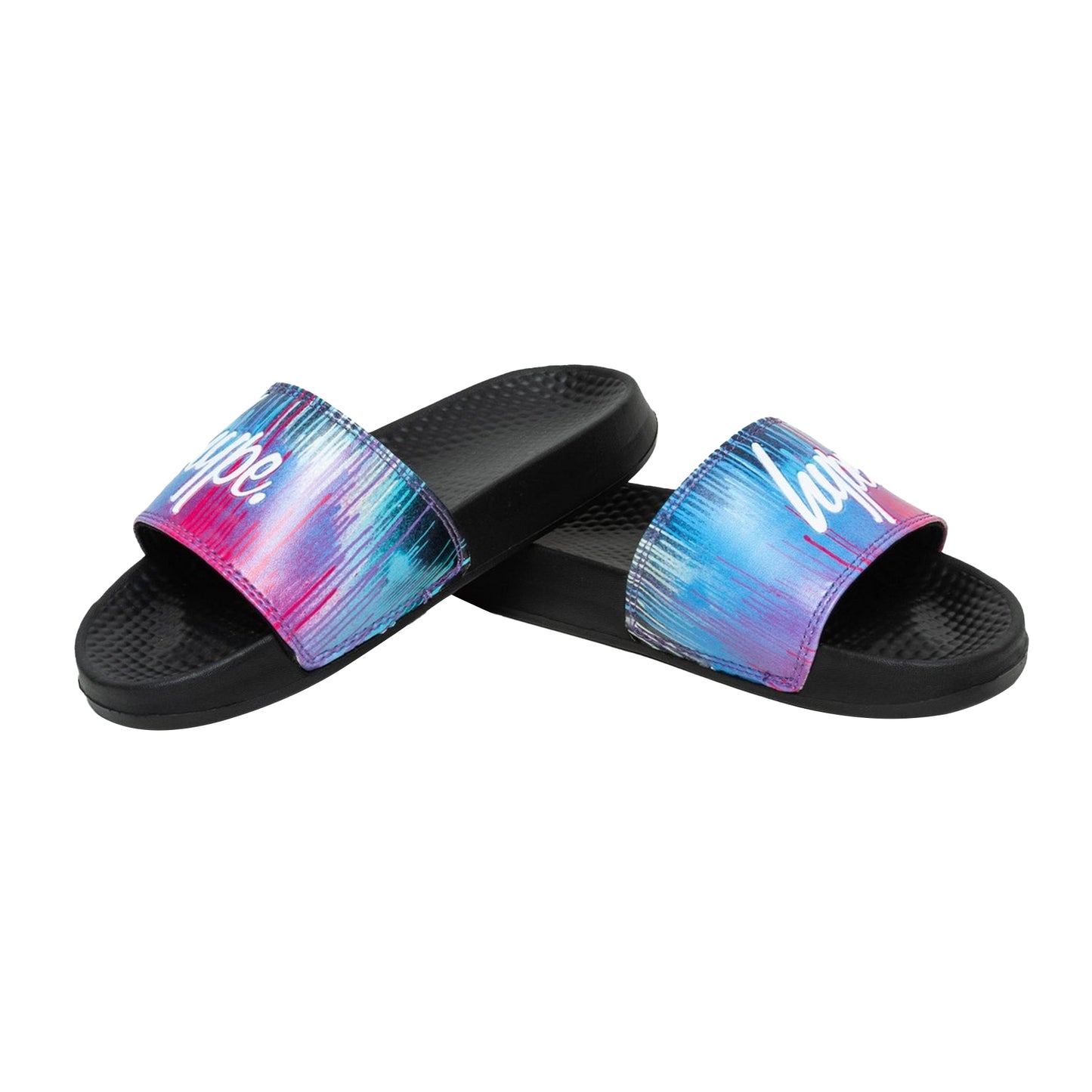 Pink-Black - Back - Hype Childrens-Kids Drip Script Sliders