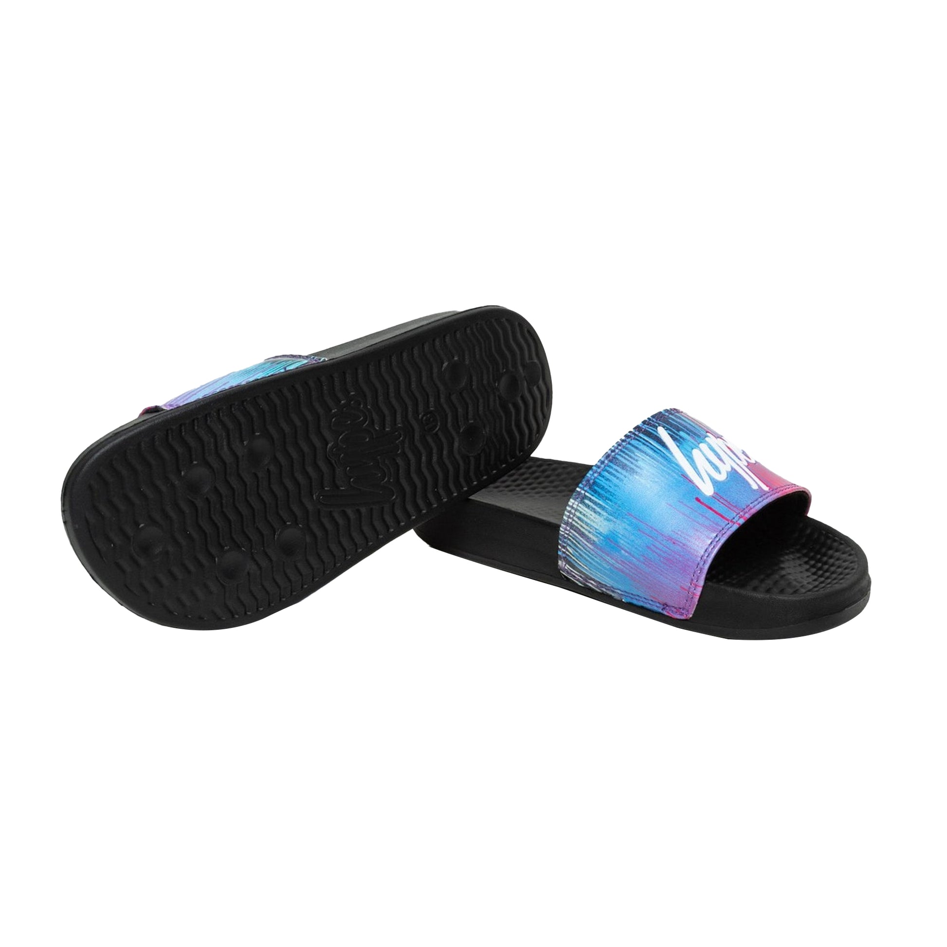 Pink-Black - Pack Shot - Hype Childrens-Kids Drip Script Sliders