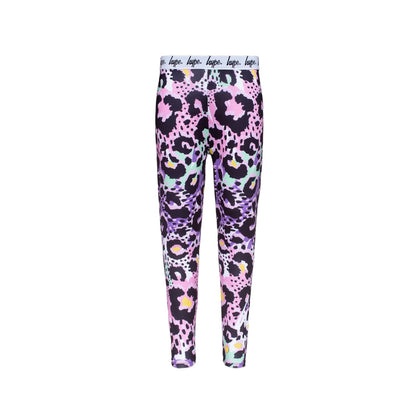 Multicoloured - Front - Hype Girls Leopard Script Leggings