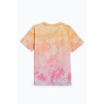 Orange-Pastel Pink - Back - Hype Girls Marble Fade Script T-Shirt