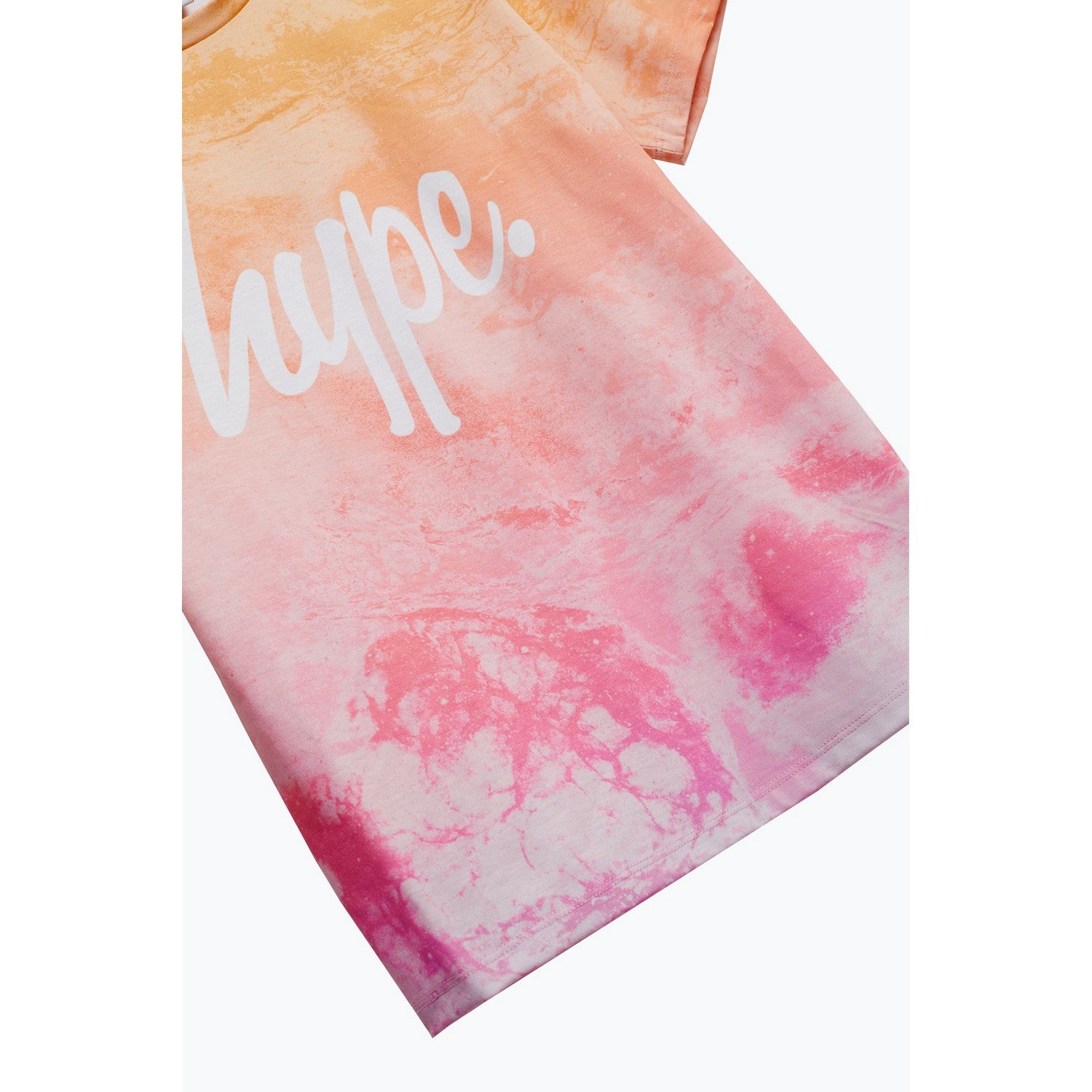 Orange-Pastel Pink - Lifestyle - Hype Girls Marble Fade Script T-Shirt