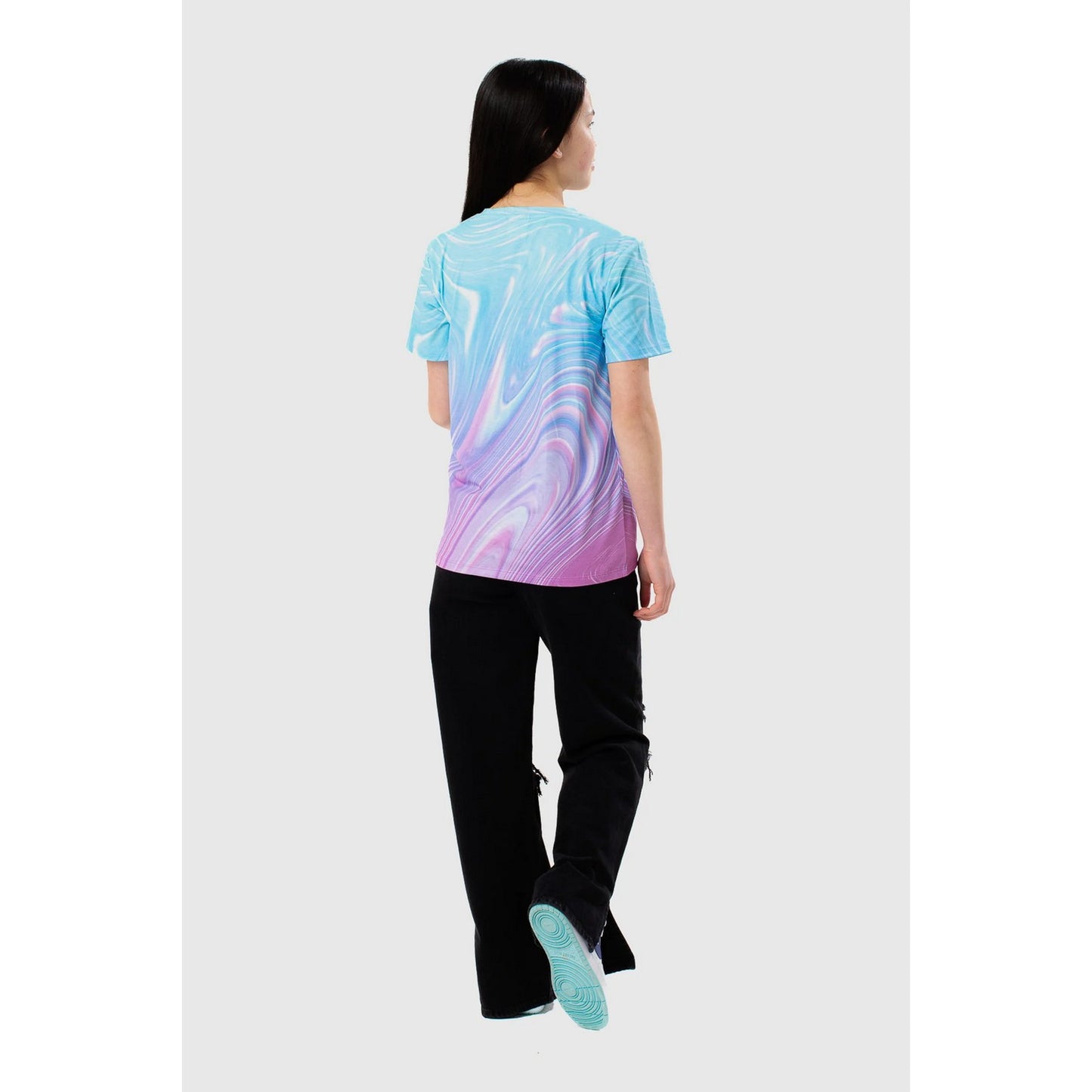Teal-Purple - Back - Hype Girls Marble Script T-Shirt