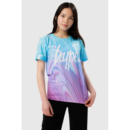Teal-Purple - Lifestyle - Hype Girls Marble Script T-Shirt
