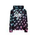 Black-Blue-Purple - Front - Hype Girls Scribble Heart Script Hoodie