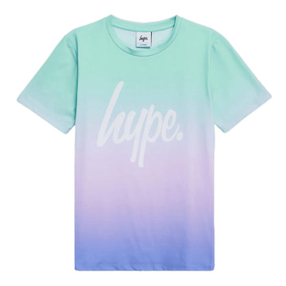 Aqua - Front - Hype Girls Fade Script T-Shirt