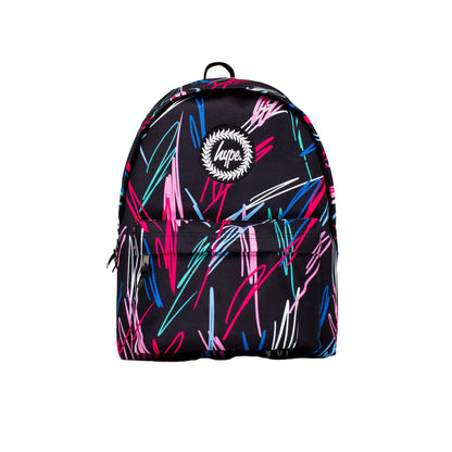 Black-Pink-Blue - Front - Hype Multi Scribble Backpack