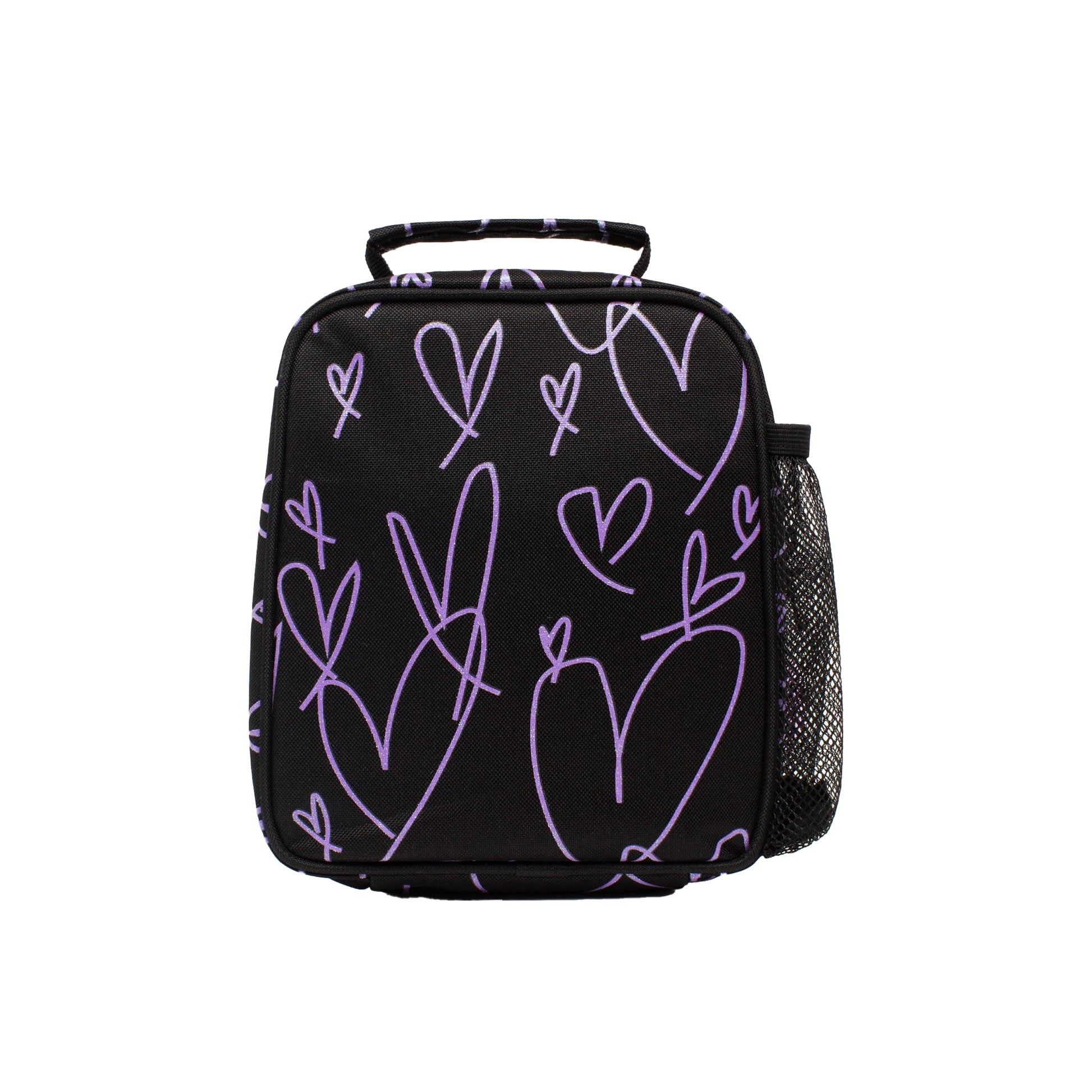 Black-Purple - Back - Hype Glitter Scribble Heart Lunch Bag