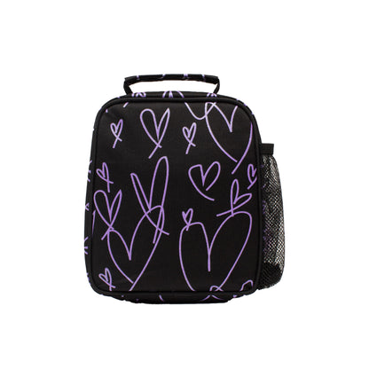 Black-Purple - Back - Hype Glitter Scribble Heart Lunch Bag