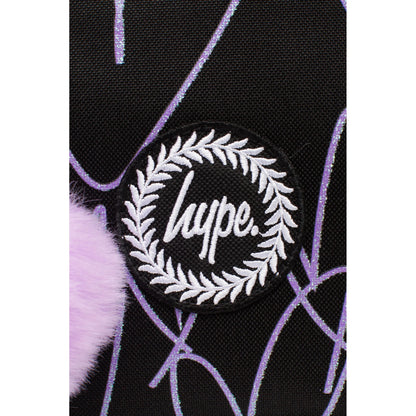 Black-Purple - Lifestyle - Hype Glitter Scribble Heart Lunch Bag