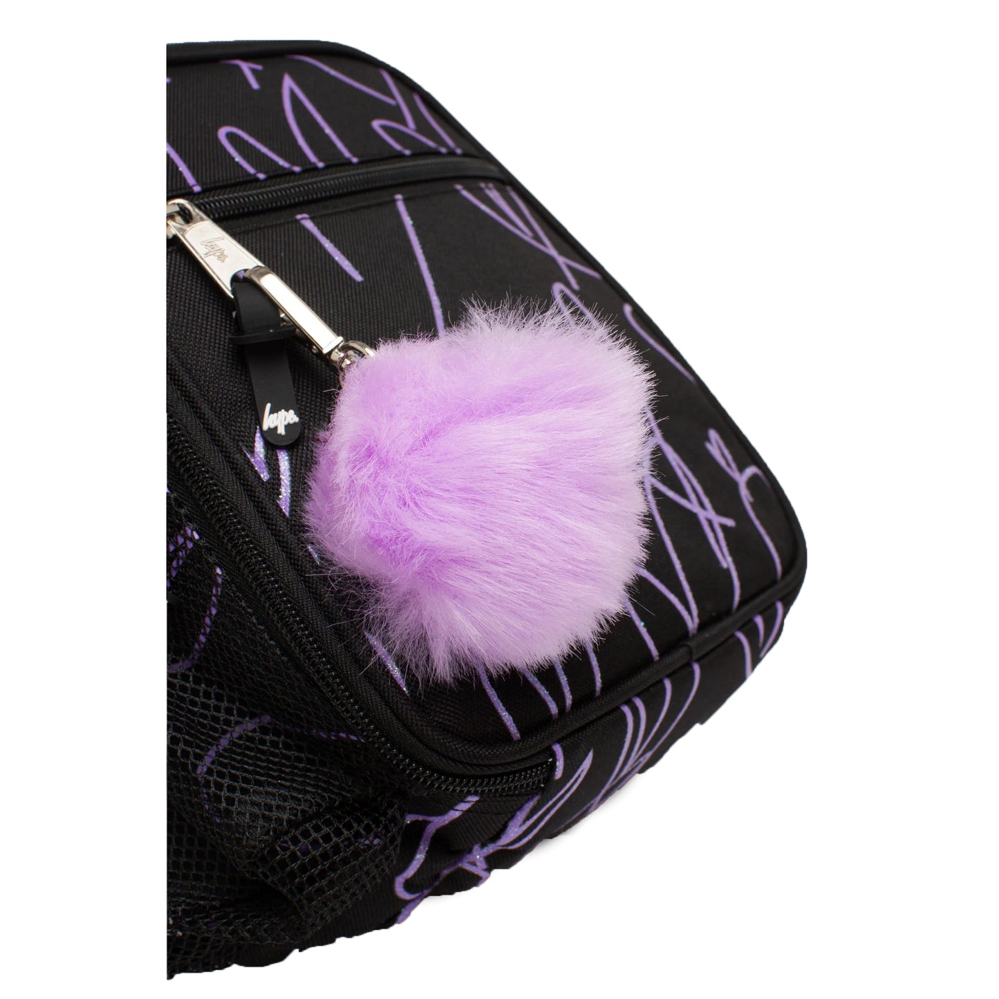 Black-Purple - Pack Shot - Hype Glitter Scribble Heart Lunch Bag