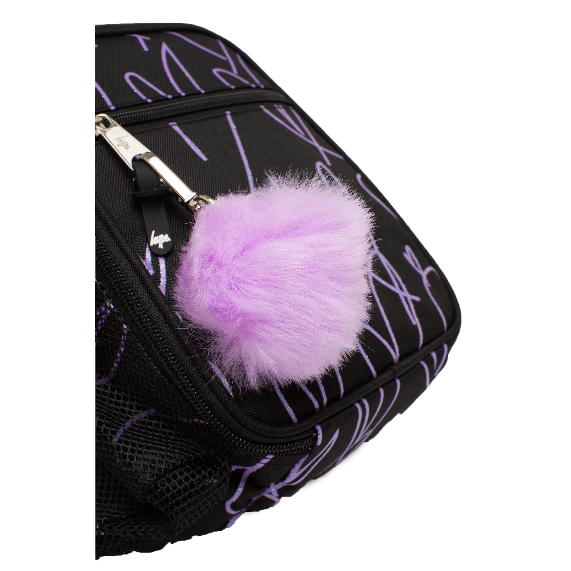 Black-Purple - Pack Shot - Hype Glitter Scribble Heart Lunch Bag