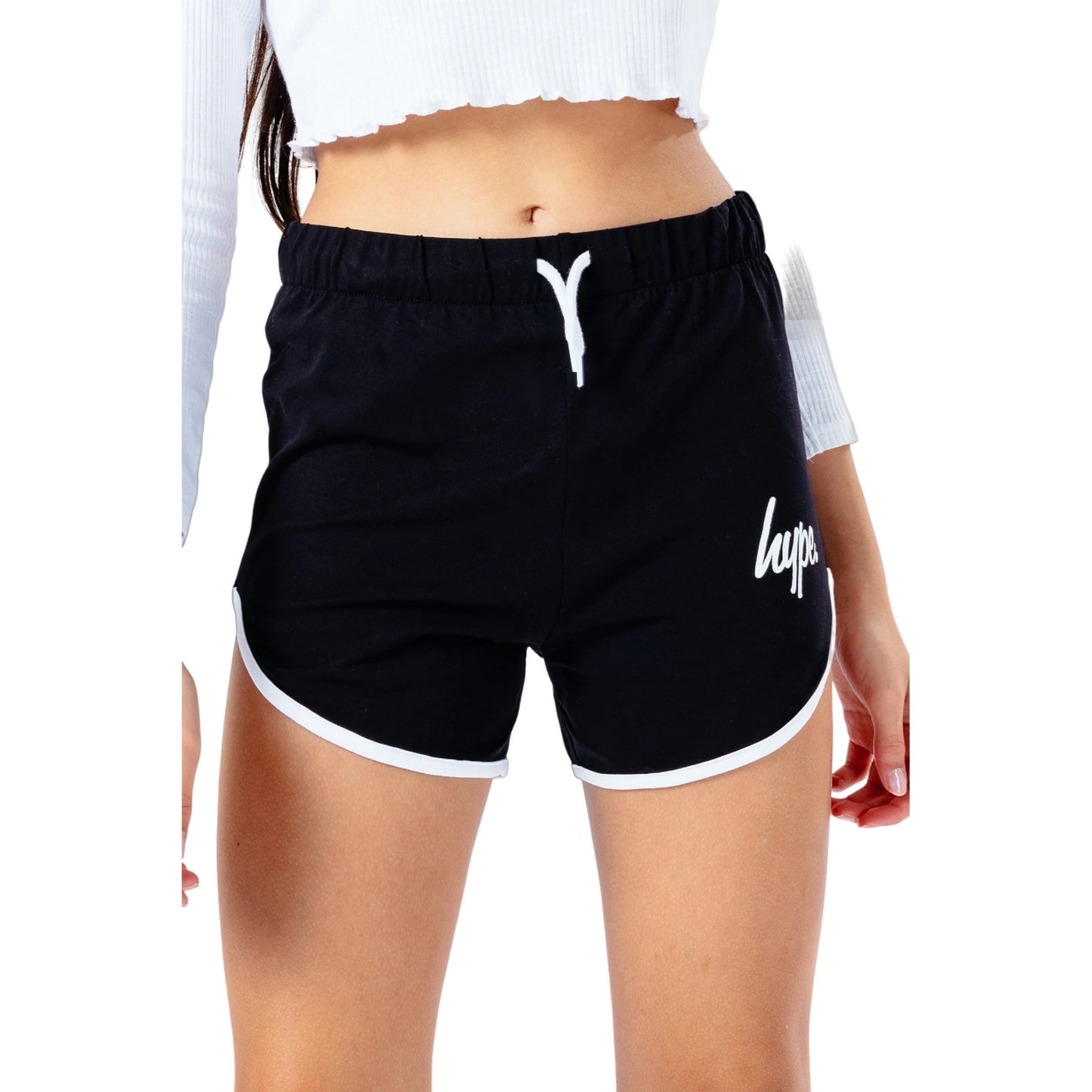 Black-White - Side - Hype Girls Script Shorts