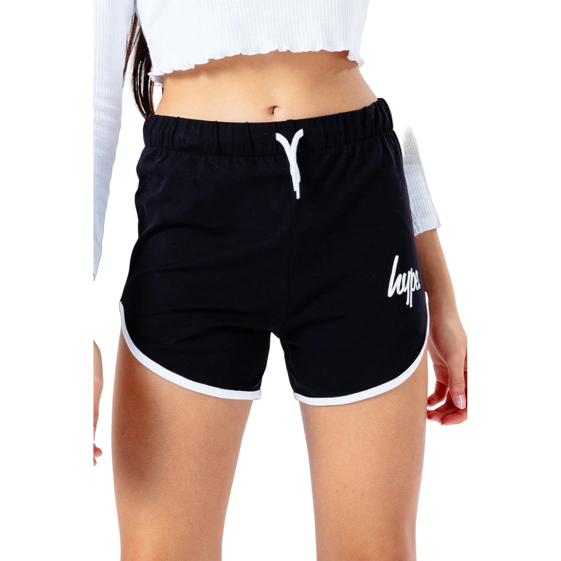 Black-White - Side - Hype Girls Script Shorts