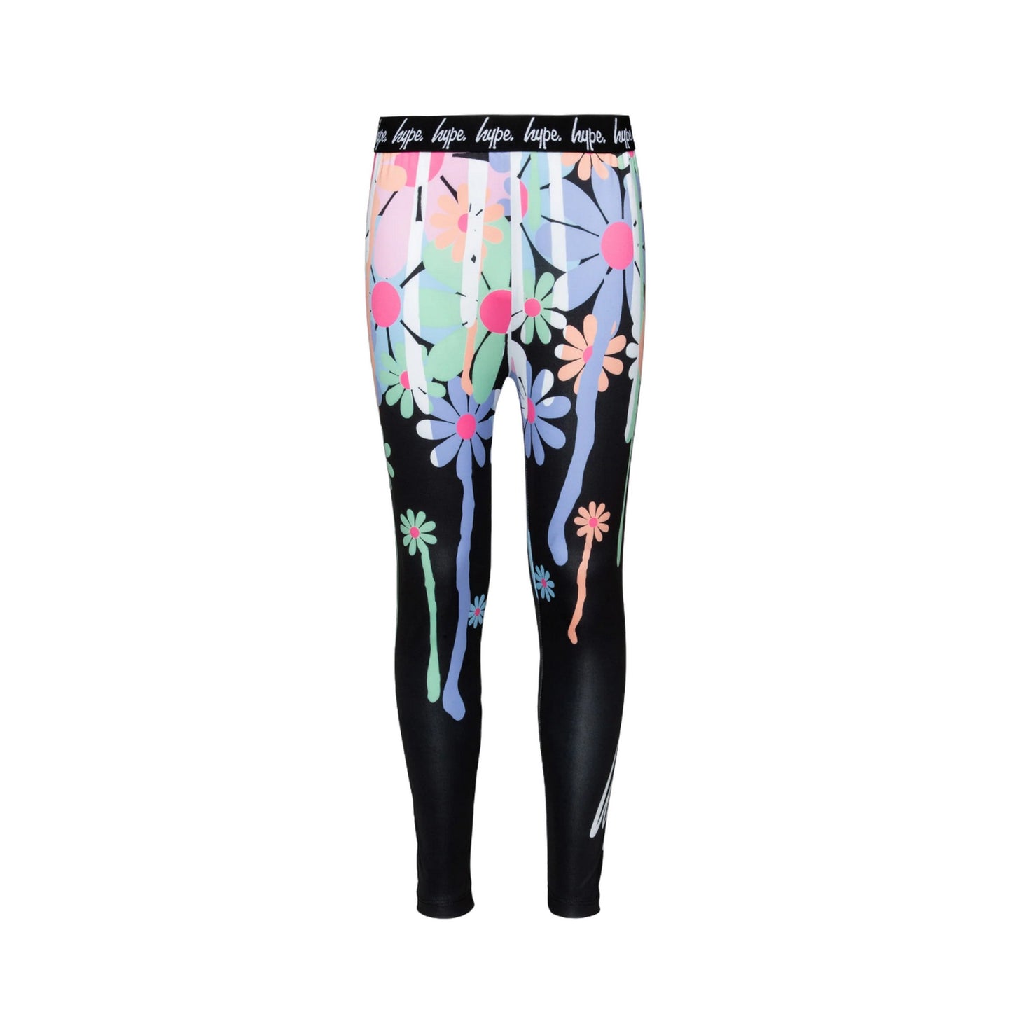 Black-Multicoloured - Front - Hype Girls Daisy Drip Leggings