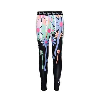 Black-Multicoloured - Front - Hype Girls Daisy Drip Leggings