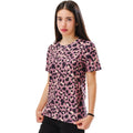 Purple-Black-Cream - Front - Hype Girls Tonal Leopard Print T-Shirt