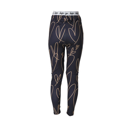 Black-Beige - Back - Hype Girls Scribble Heart Leggings