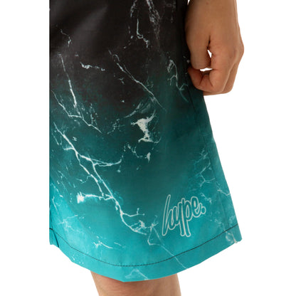 Mint-Black - Side - Hype Boys Fade Marble Effect Swim Shorts
