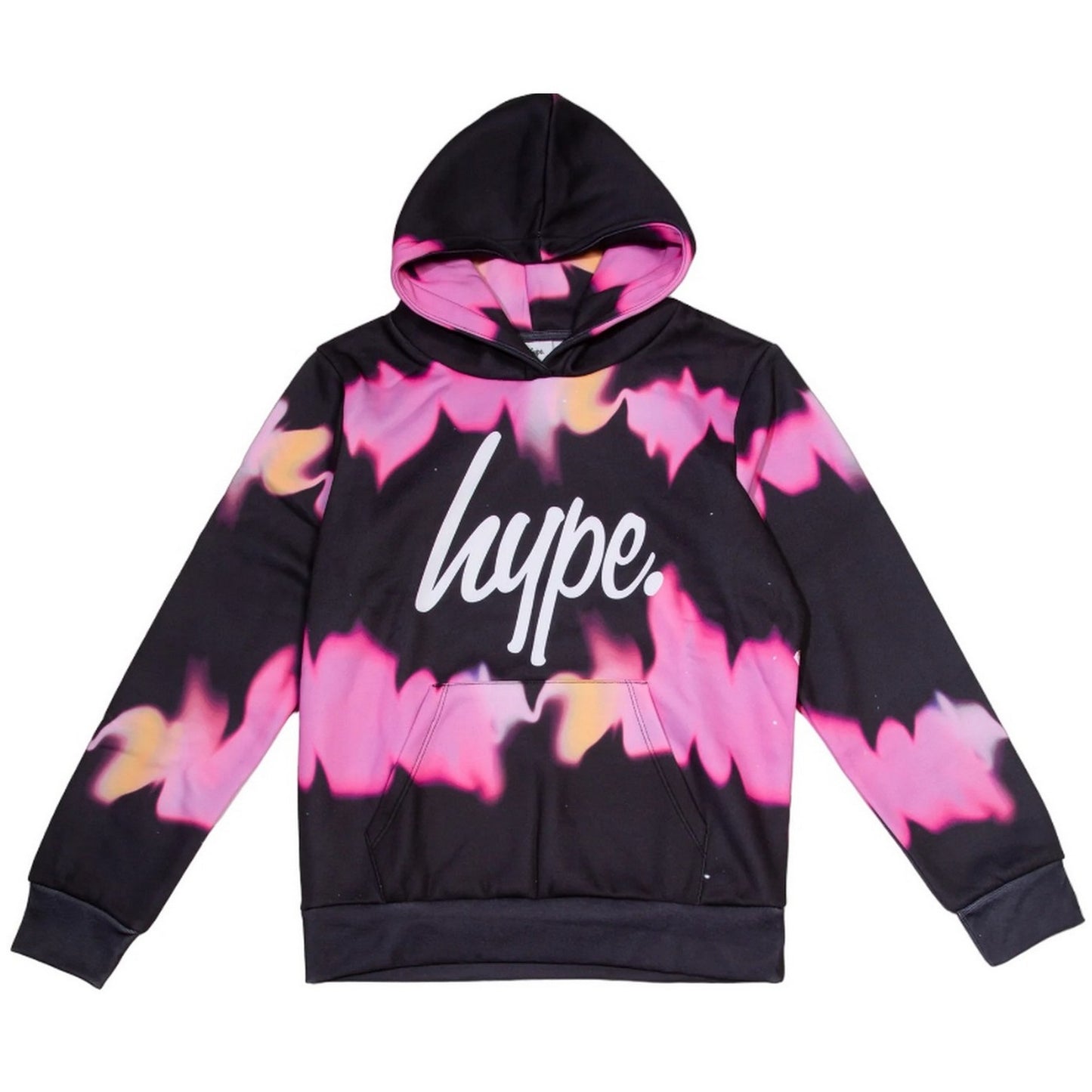 Black-Purple - Front - Hype Girls Stripe Tie Dye Hoodie