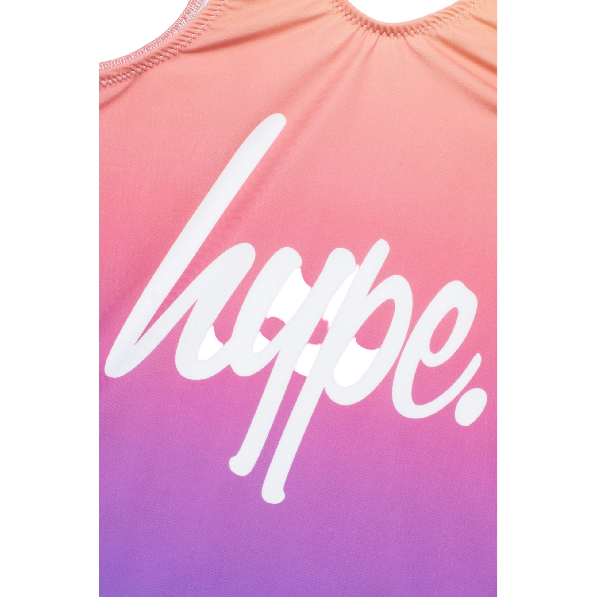 Purple-Yellow - Side - Hype Girls Fade Script One Piece Swimsuit