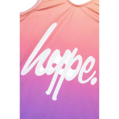 Purple-Yellow - Side - Hype Girls Fade Script One Piece Swimsuit