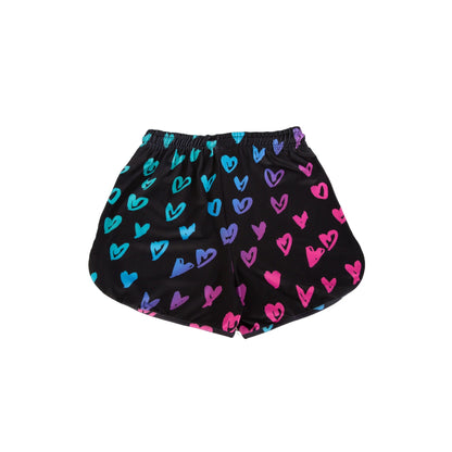 Black-Pink-Blue - Back - Hype Girls Scribble Heart Script Shorts