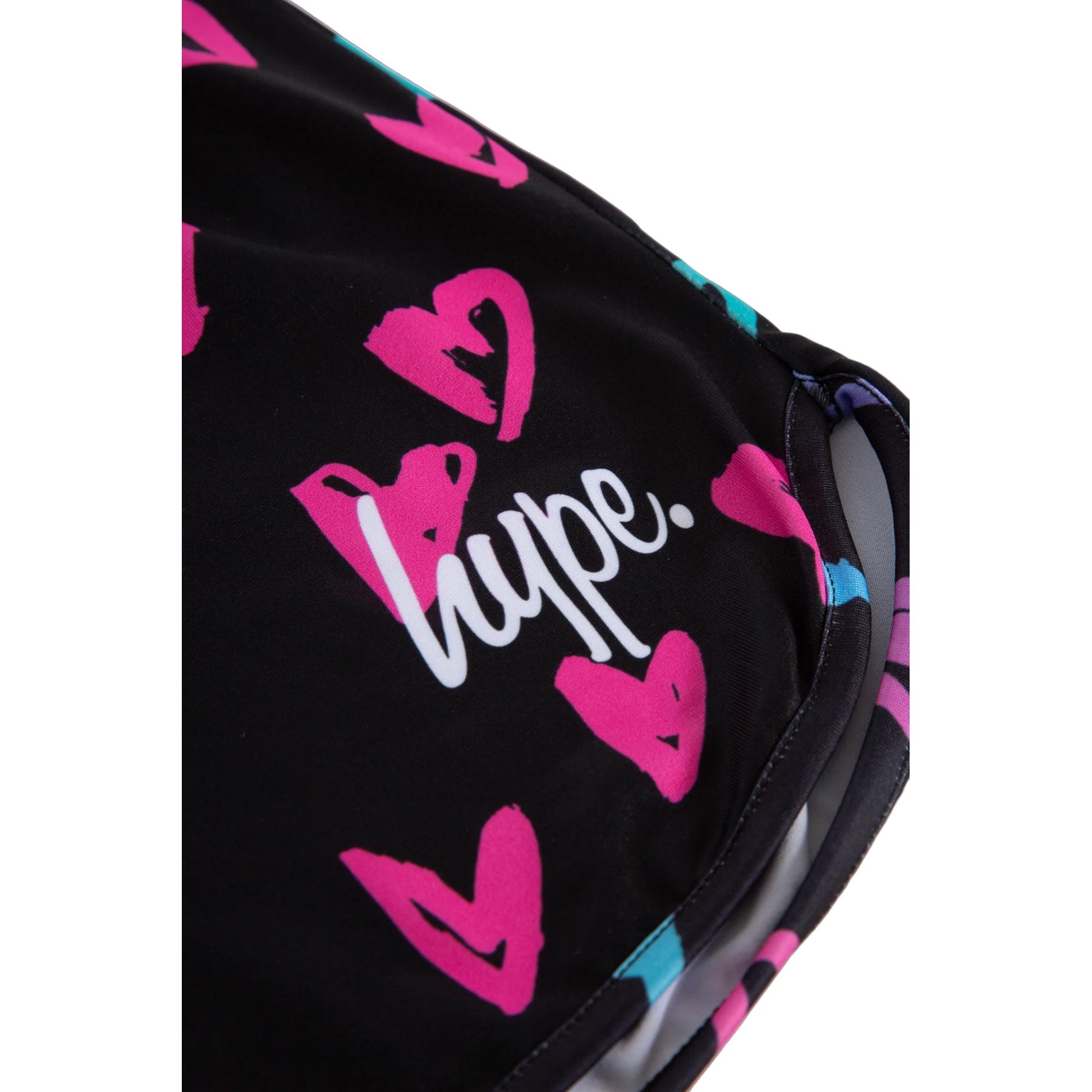Black-Pink-Blue - Side - Hype Girls Scribble Heart Script Shorts