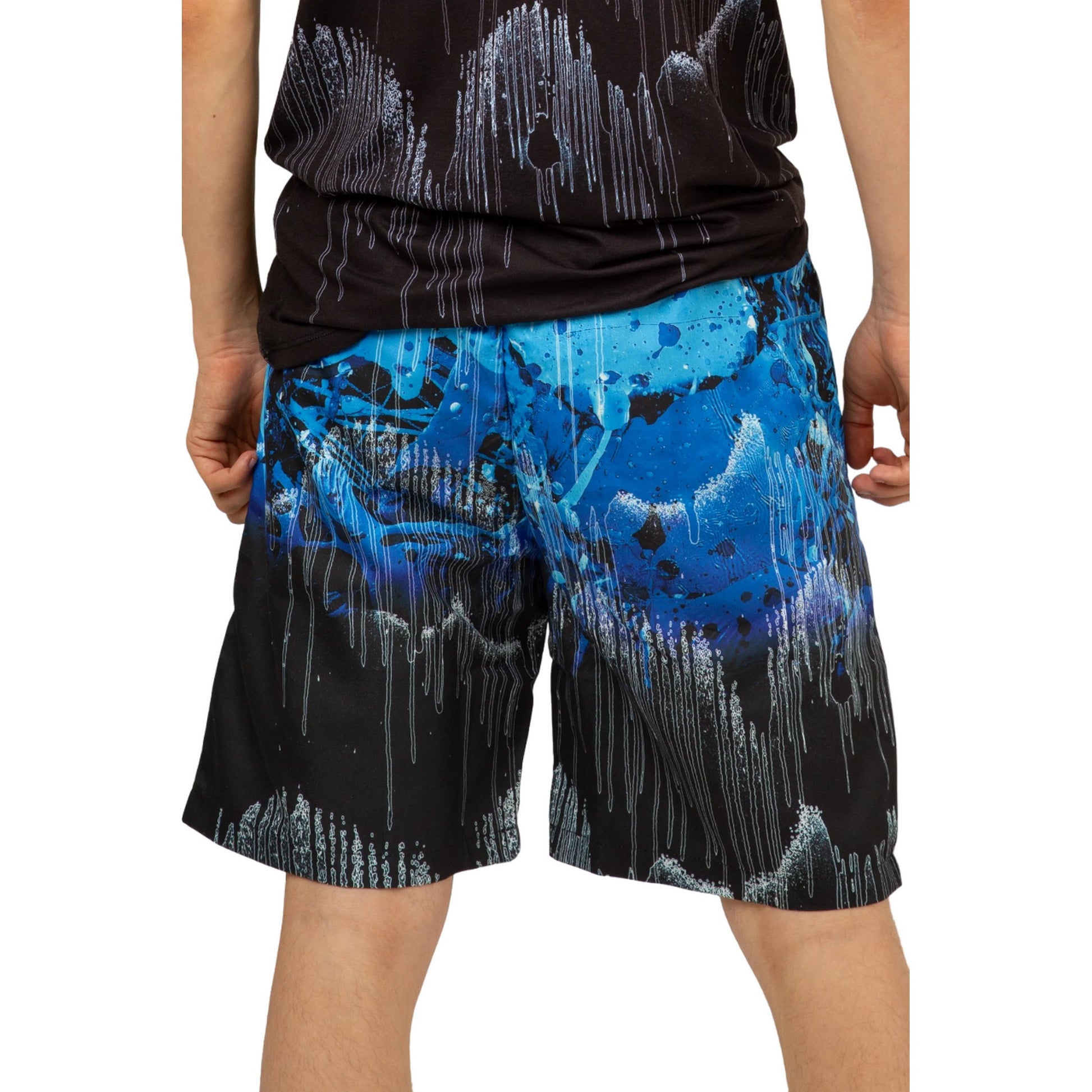 Black-Blue-White - Back - Hype Boys Tripple Drips Swim Shorts