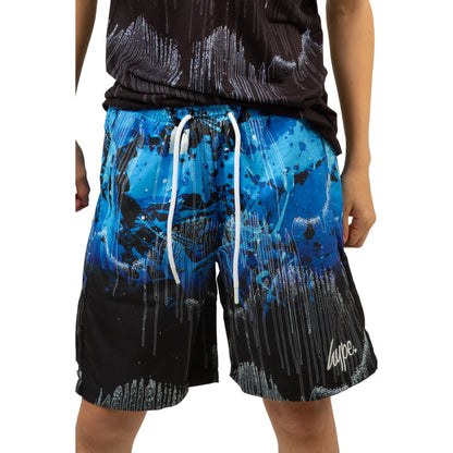 Black-Blue-White - Side - Hype Boys Tripple Drips Swim Shorts