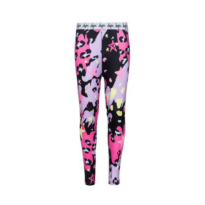 Multicoloured - Front - Hype Girls Leopard Doodle Leggings