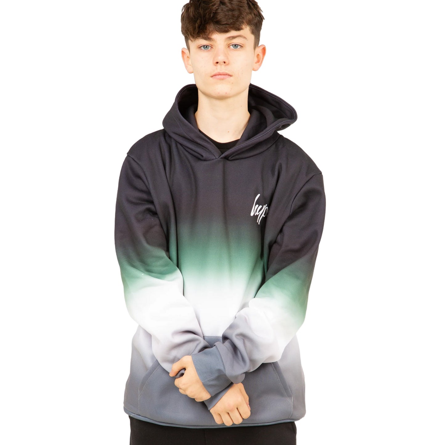 Khaki Green-Black-White - Side - Hype Boys Fade Hoodie
