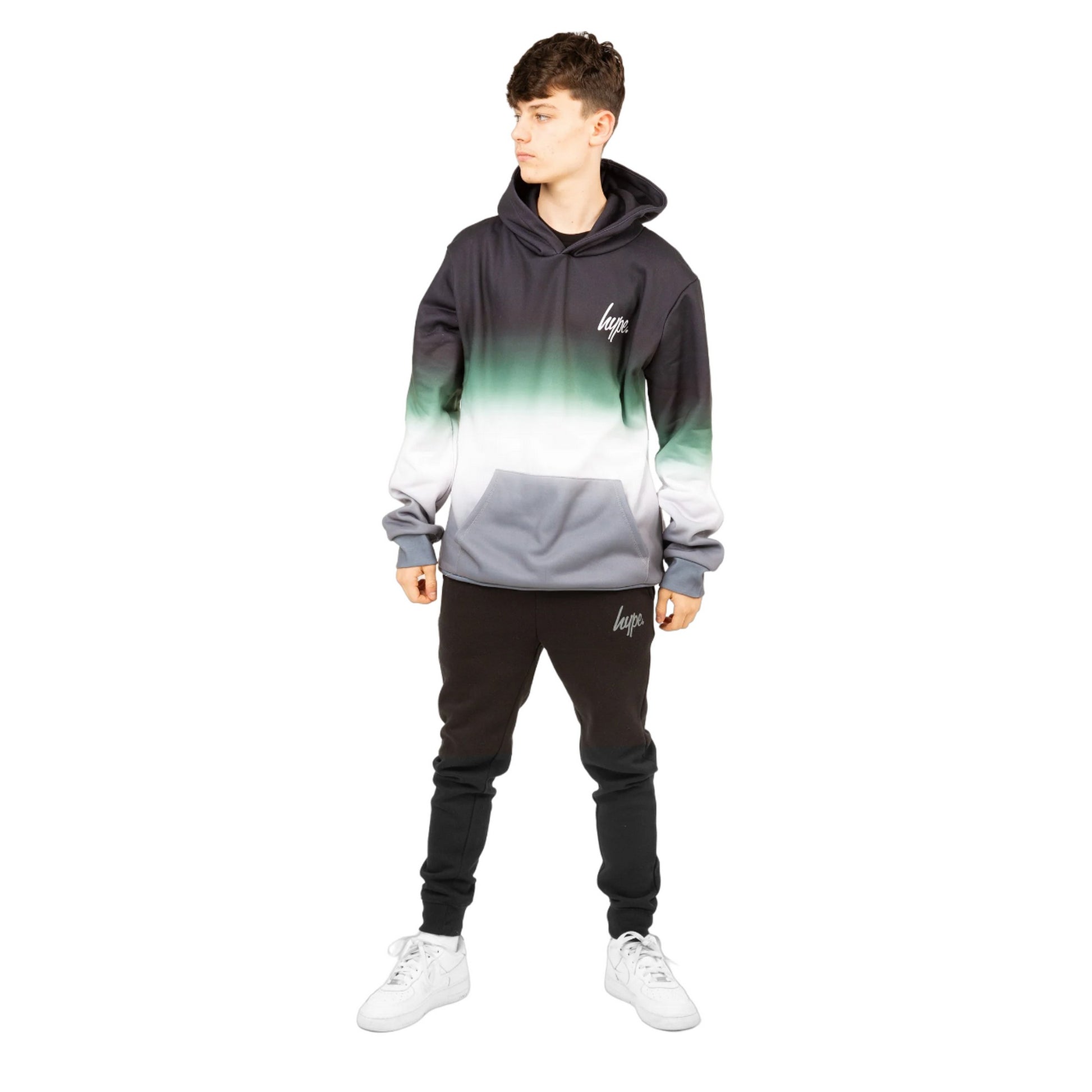 Khaki Green-Black-White - Lifestyle - Hype Boys Fade Hoodie