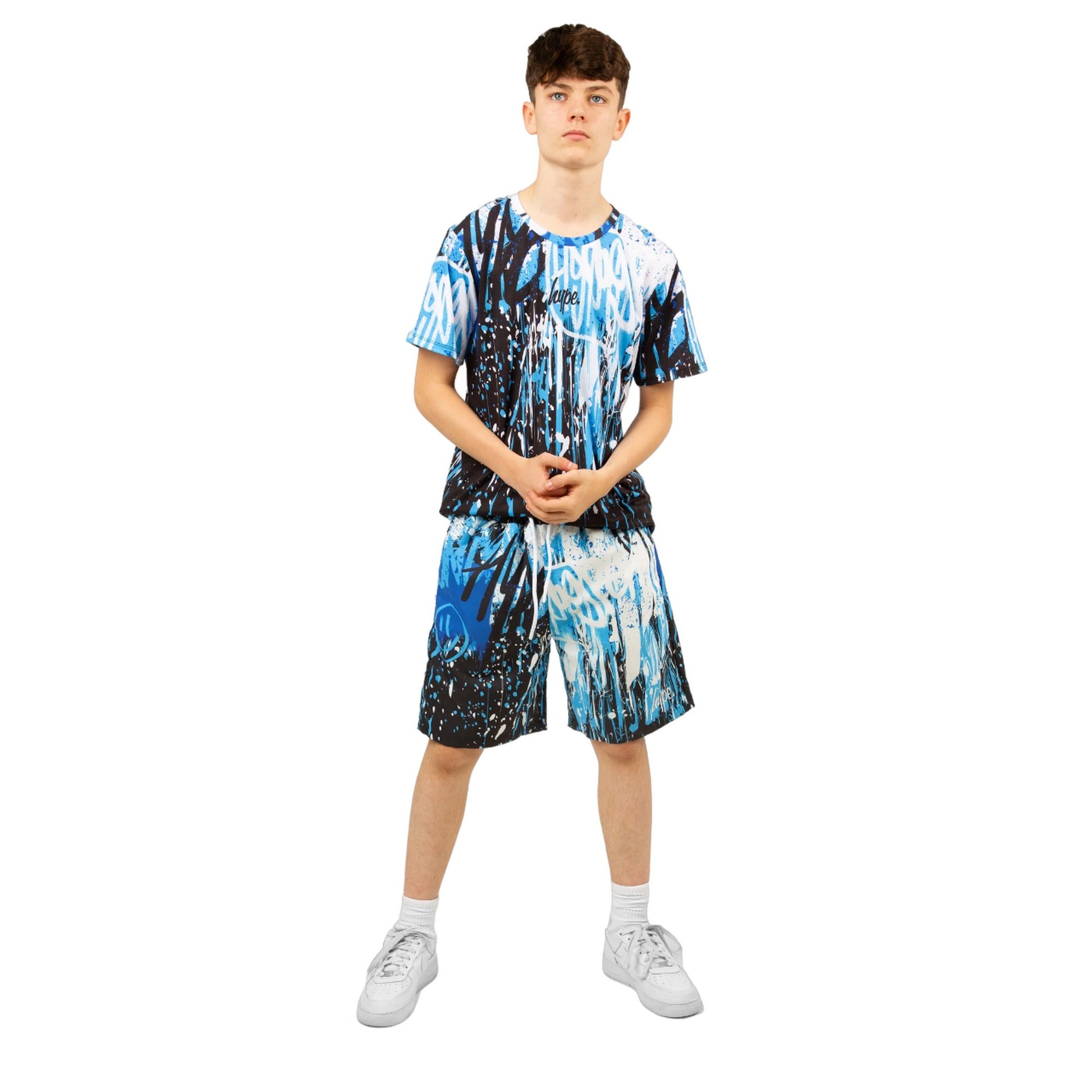 Black-Blue-White - Lifestyle - Hype Boys Graffiti Drips Casual Shorts