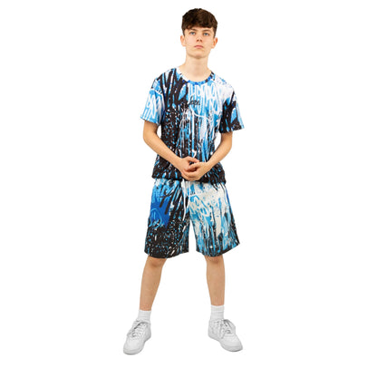 Black-Blue-White - Lifestyle - Hype Boys Graffiti Drips Casual Shorts