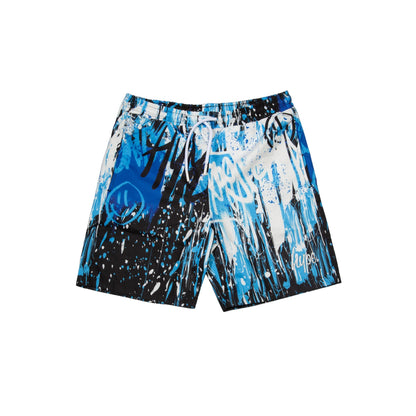 Black-Blue-White - Front - Hype Boys Graffiti Drips Casual Shorts