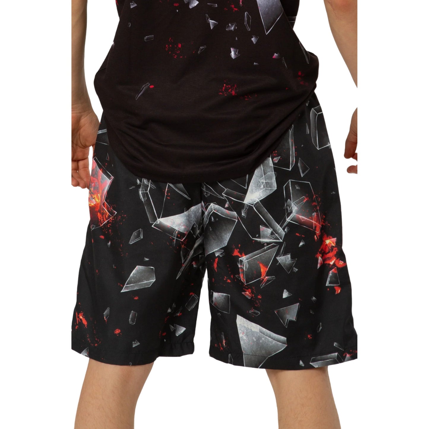 Black-White-Red - Back - Hype Boys Splat Casual Shorts