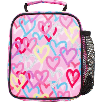 Pink-Multicoloured - Back - Hype Graffiti 4.5L Heart Lunch Bag