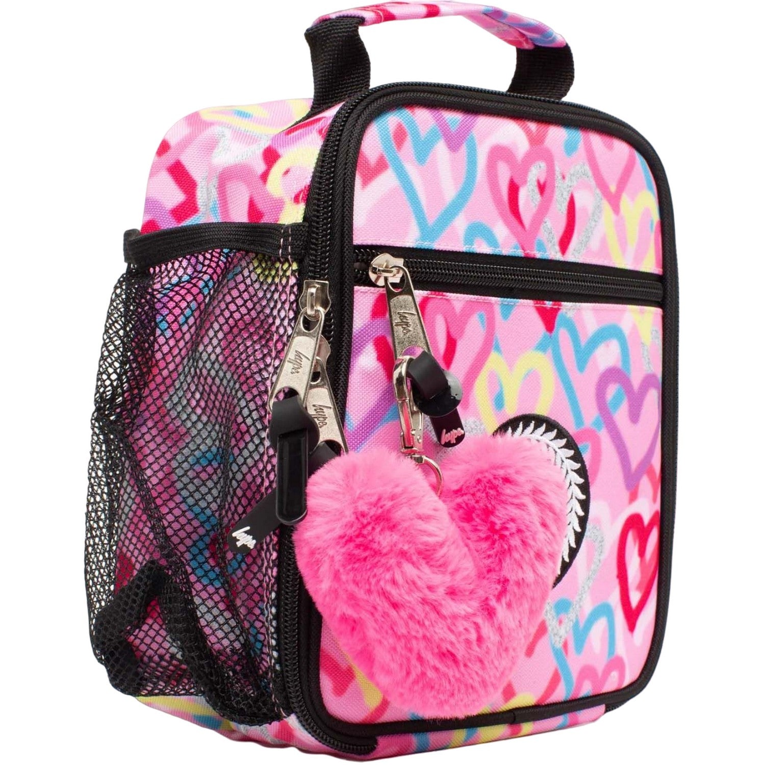 Pink-Multicoloured - Side - Hype Graffiti 4.5L Heart Lunch Bag