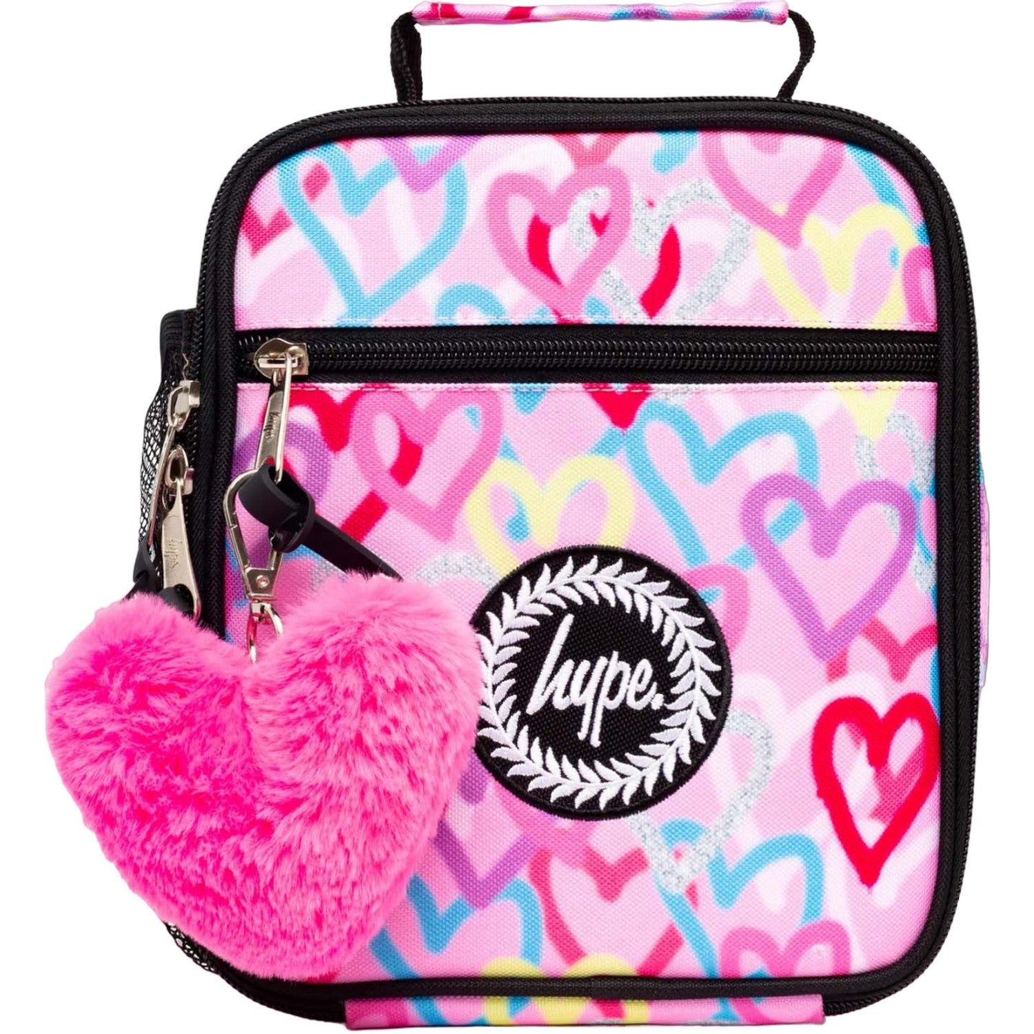 Pink-Multicoloured - Front - Hype Graffiti 4.5L Heart Lunch Bag