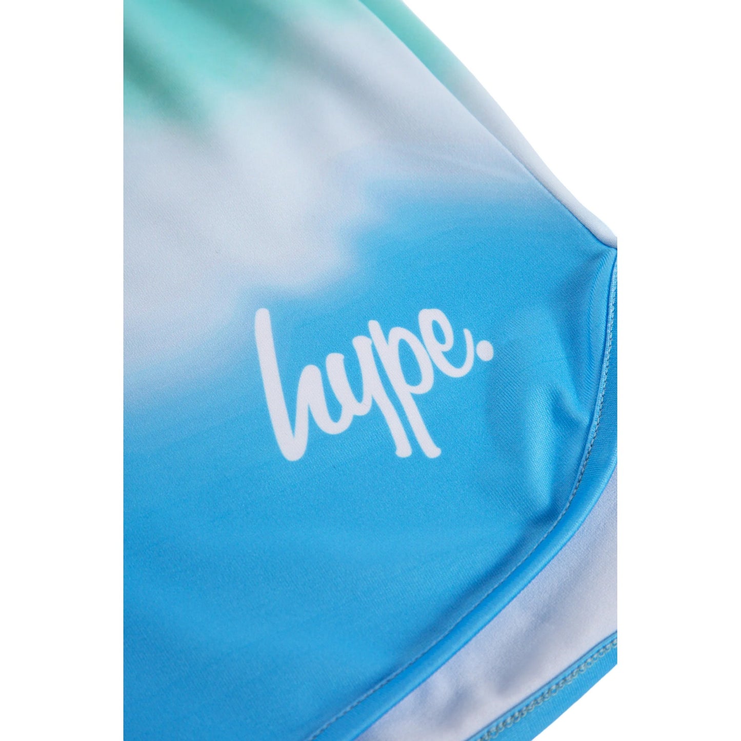 Mint-Blue-White - Side - Hype Girls Blur Script Shorts