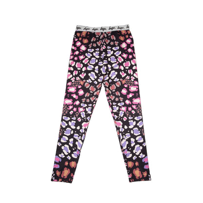 Multicoloured - Back - Hype Girls Multi Leopard Print Leggings