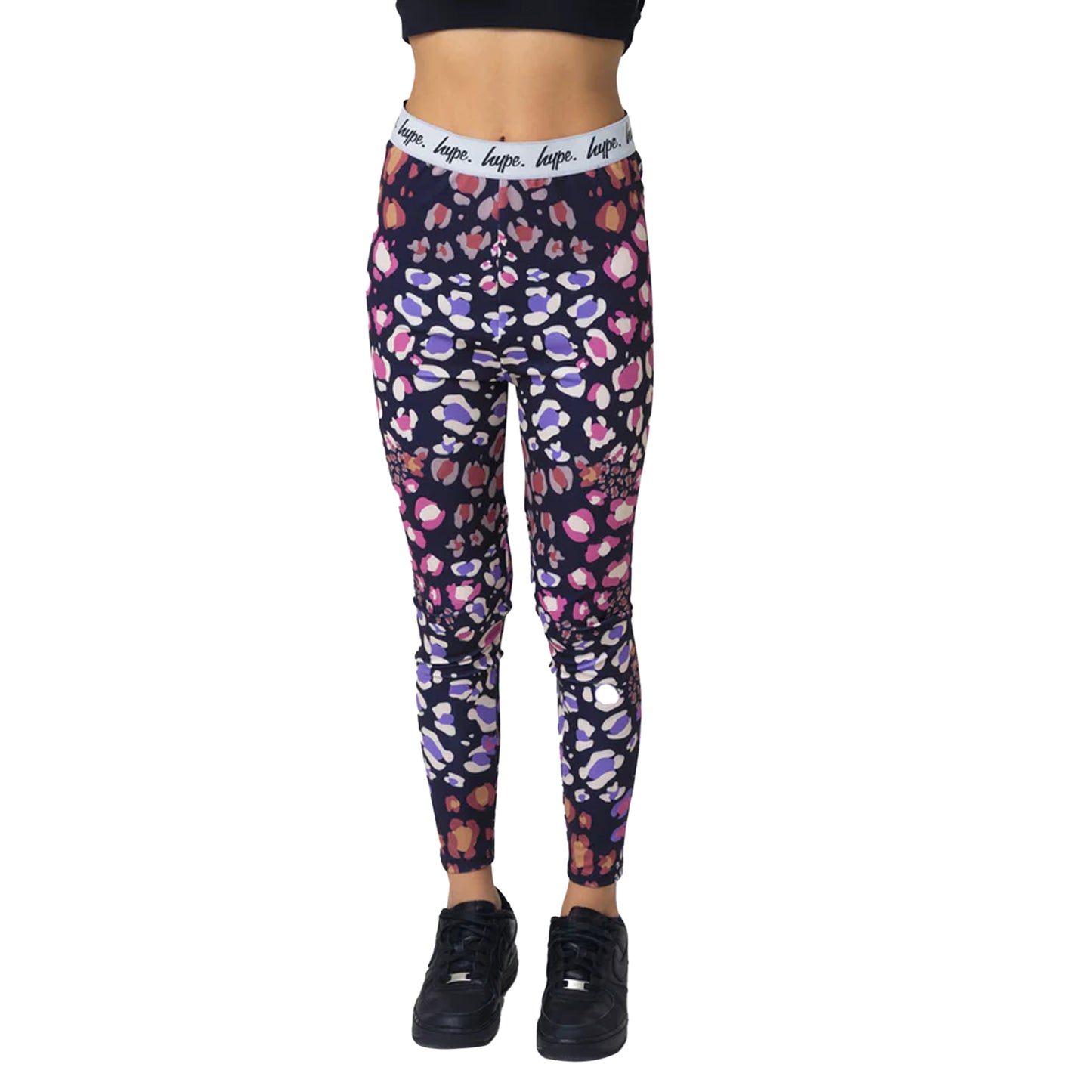 Multicoloured - Side - Hype Girls Multi Leopard Print Leggings