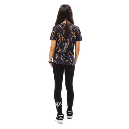 Black-Brown - Back - Hype Girls Scribble Hearts T-Shirt