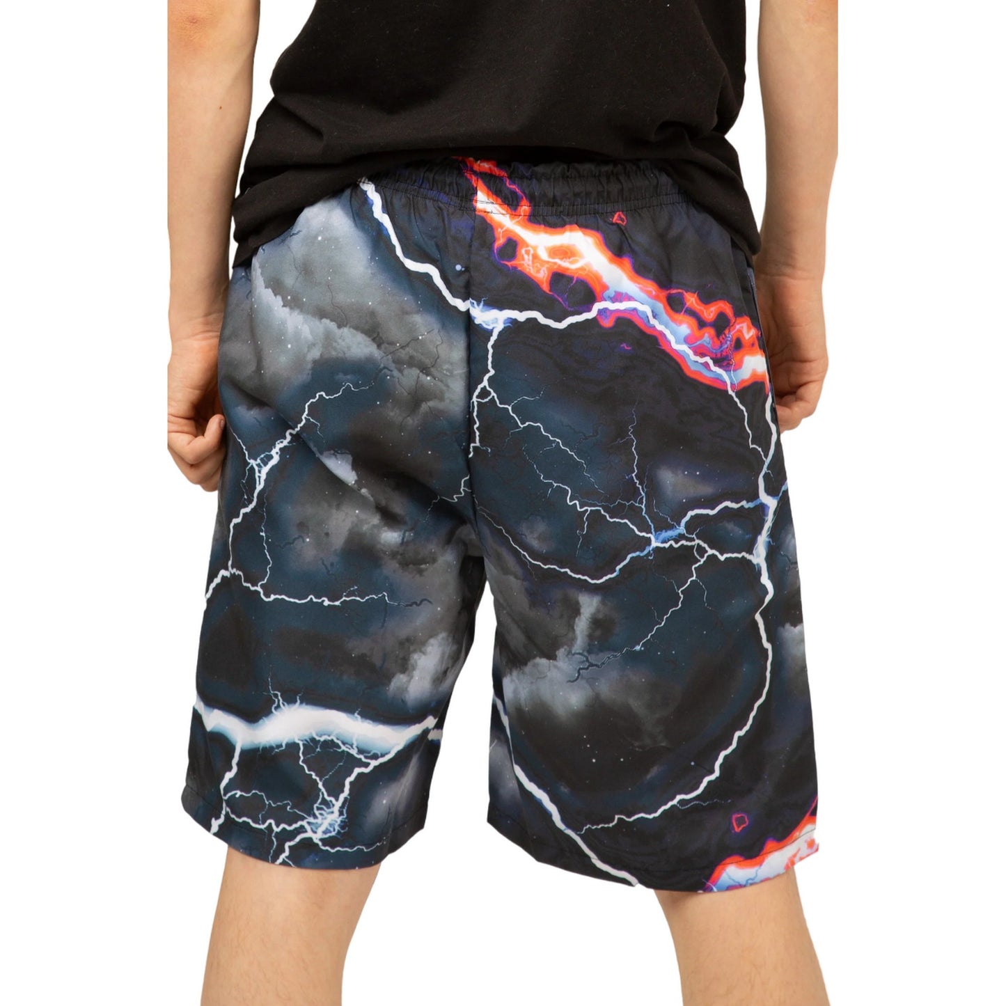 Black-Orange-White - Back - Hype Boys Smokey Storm Script Swim Shorts